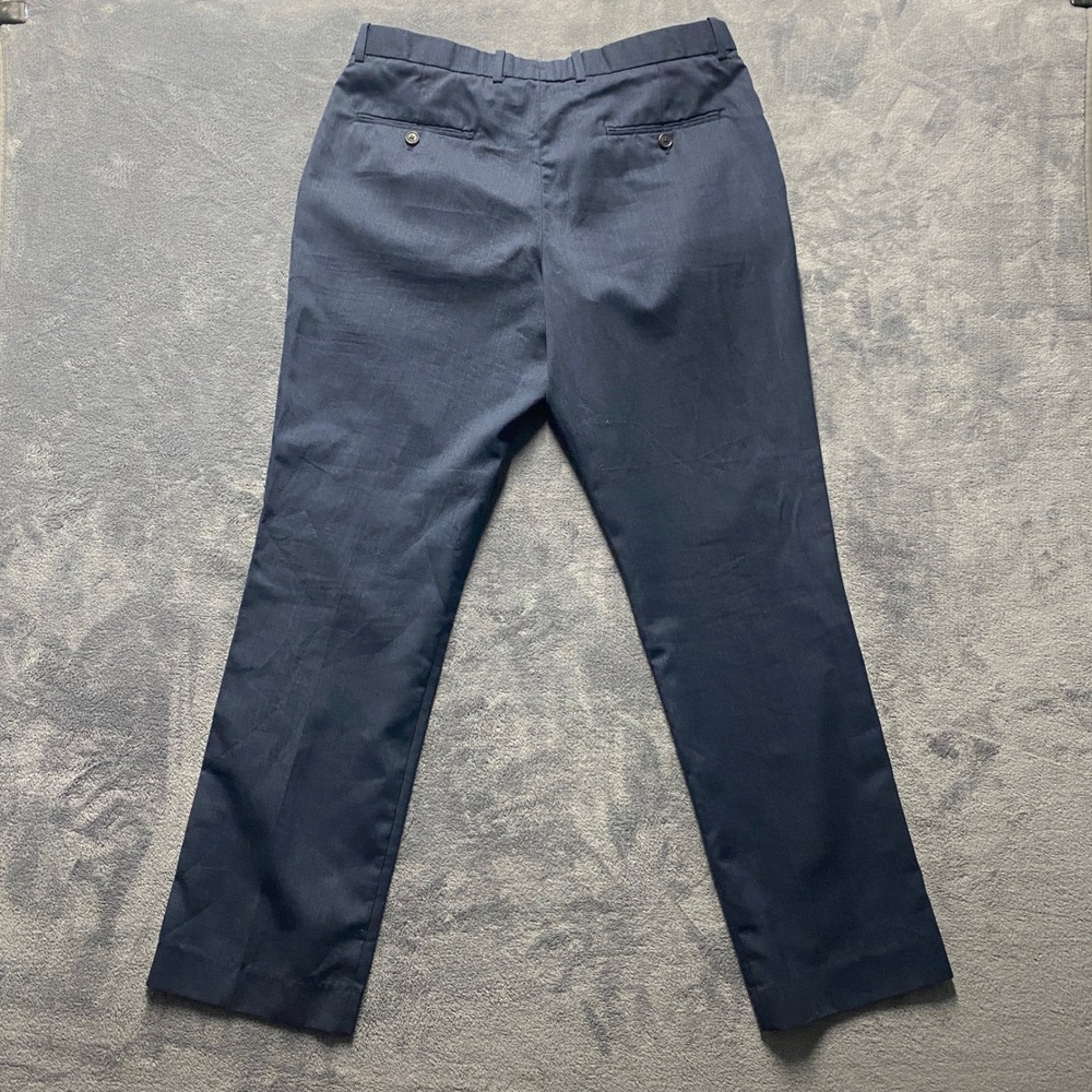 Perry Ellis Dress Pants Mens 32x30 Slim Fit Navy Blue Flat Front Trousers - Picture 2 of 8